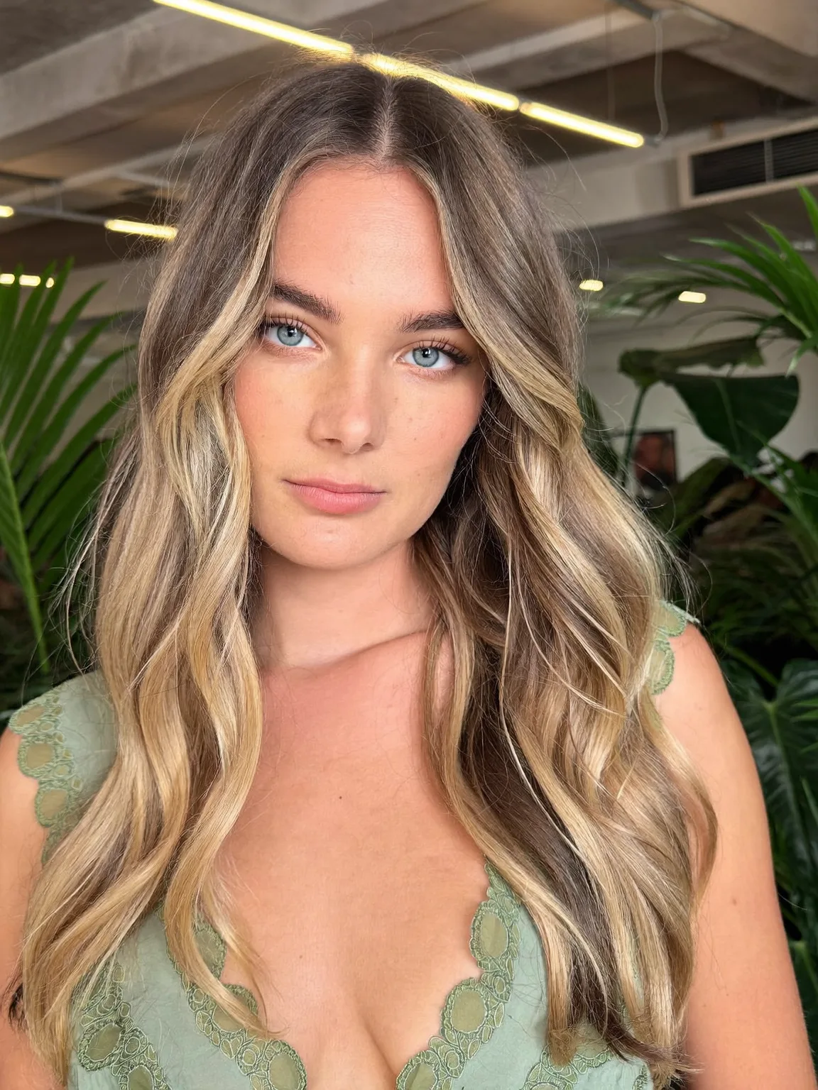 Voluminous Honey Blonde Balayage Long Layers